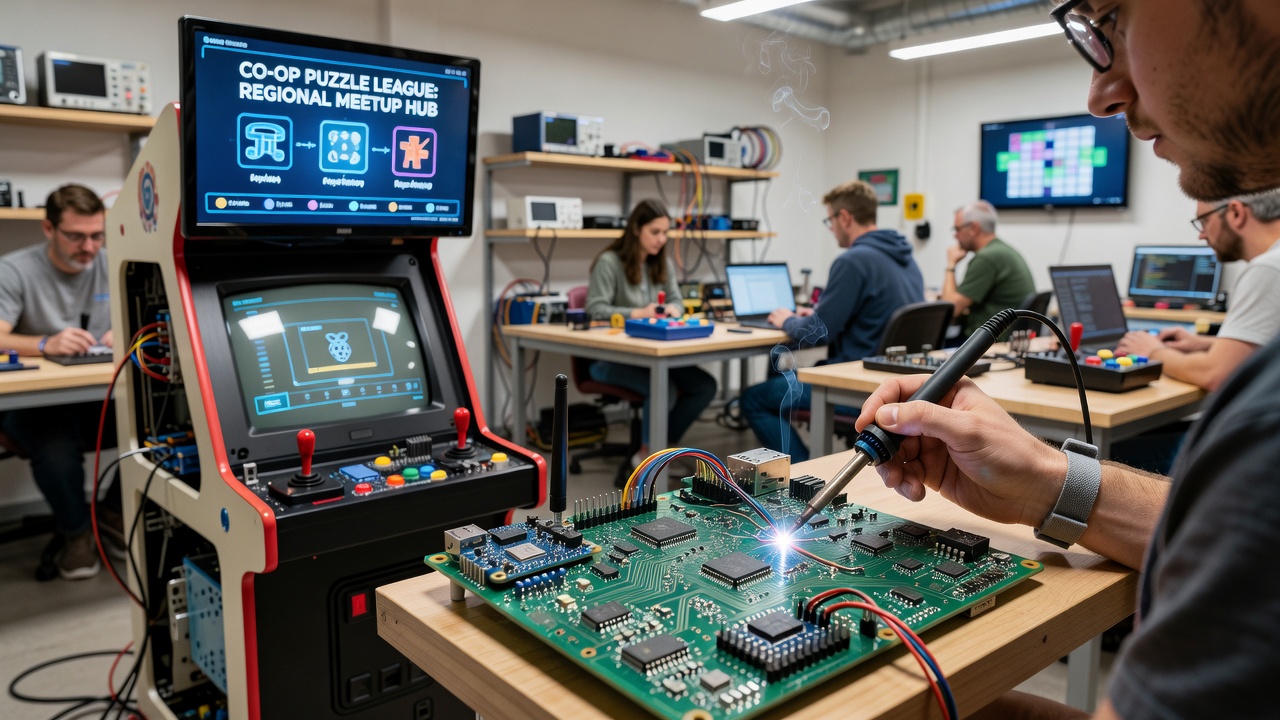Hobbyists repurposing circuit boards from old arcade cabinets into modern networked puzzle systems