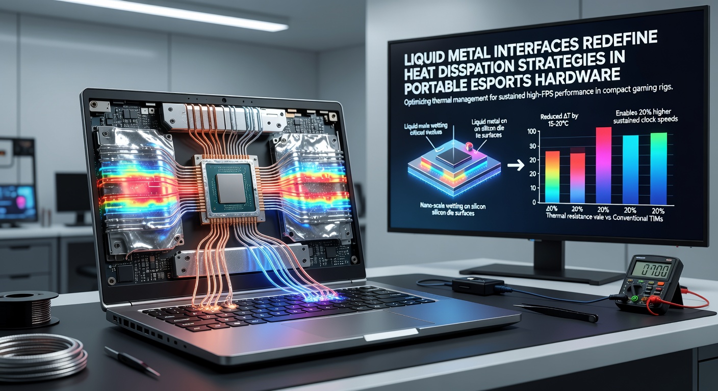 Technician applying liquid metal interface during assembly of a portable esports gaming device