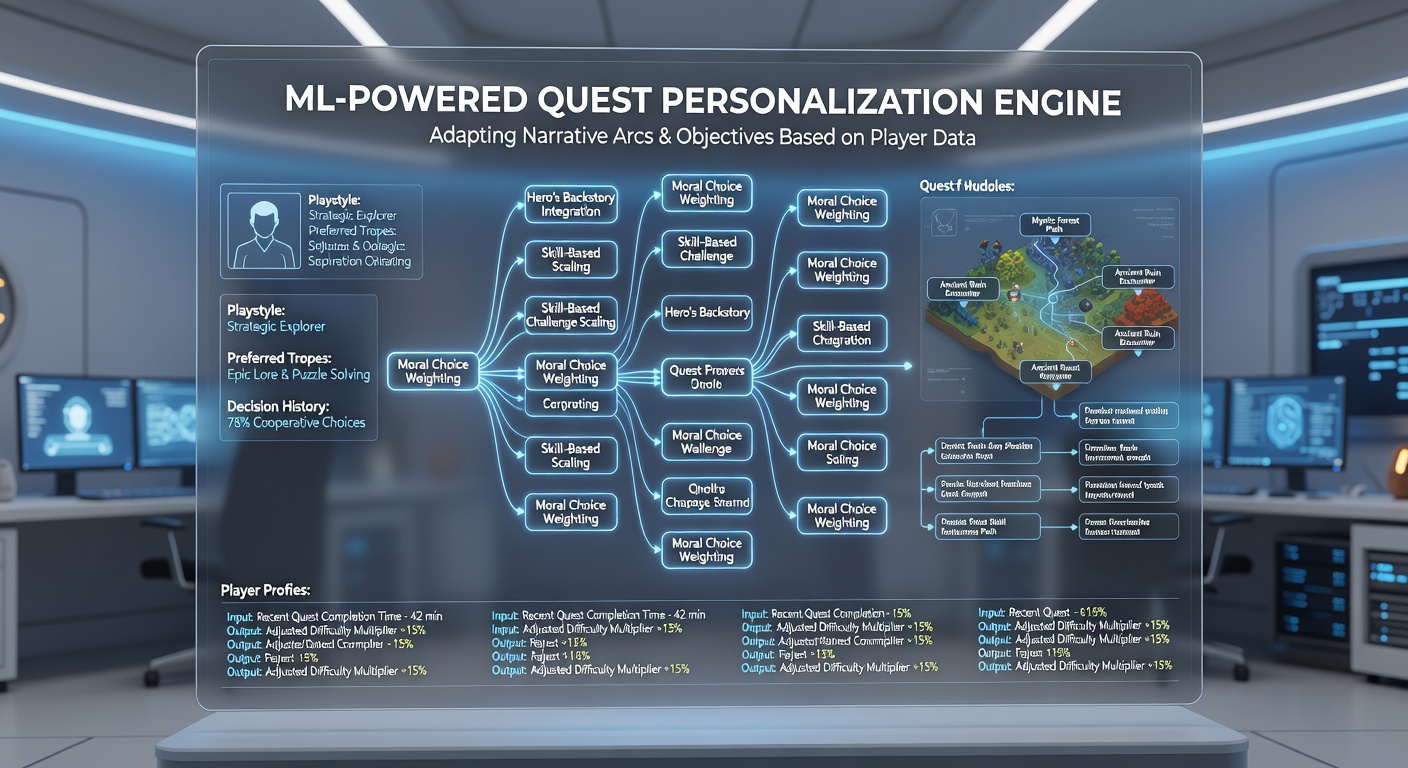 In-game screenshot showing dynamically generated quest options adapting to player choices