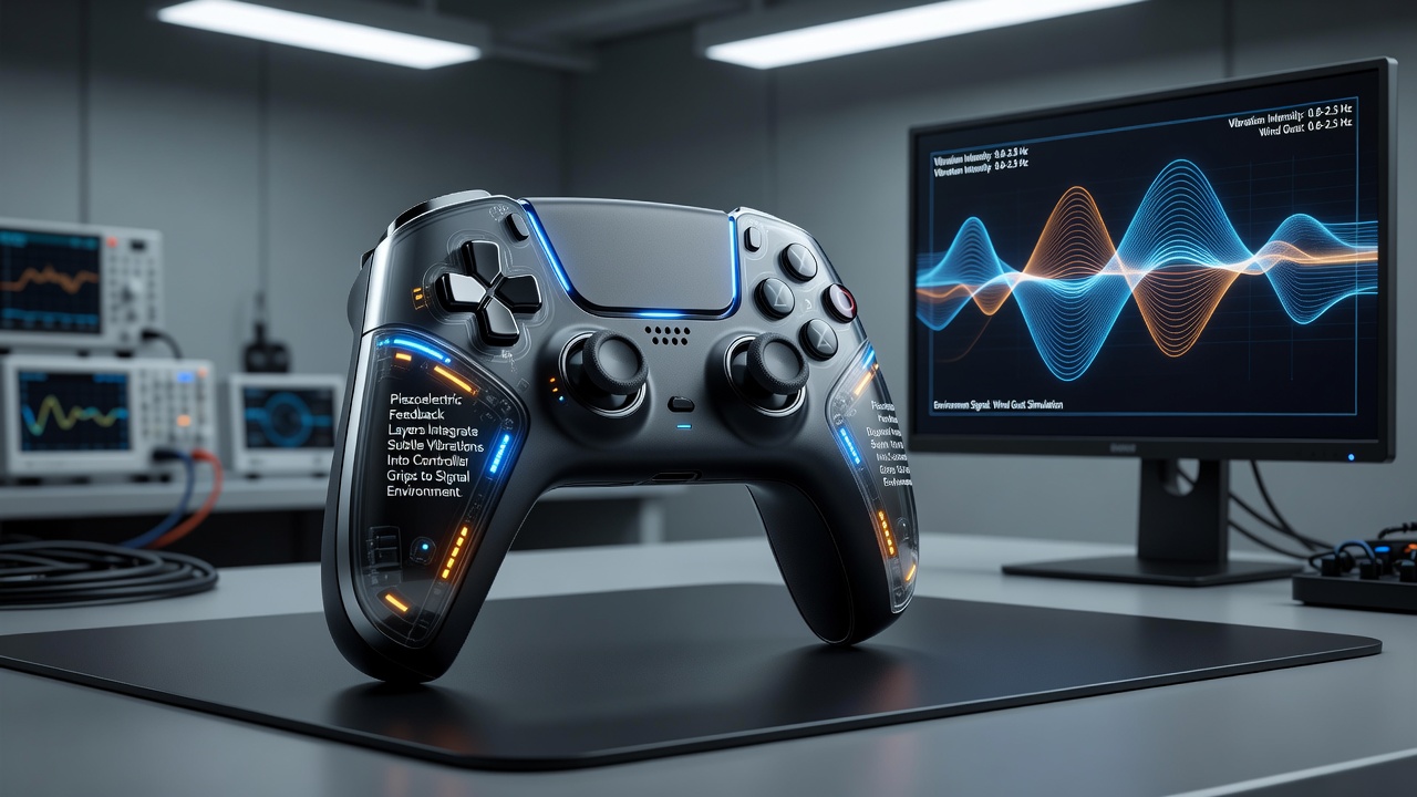 Player hands holding a controller during a precision platformer session with visible subtle vibration indicators on the grips