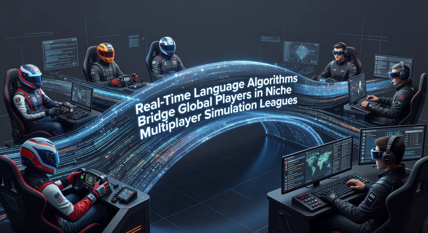 Global players collaborating in a niche simulation league using real-time translation overlays during a multiplayer session