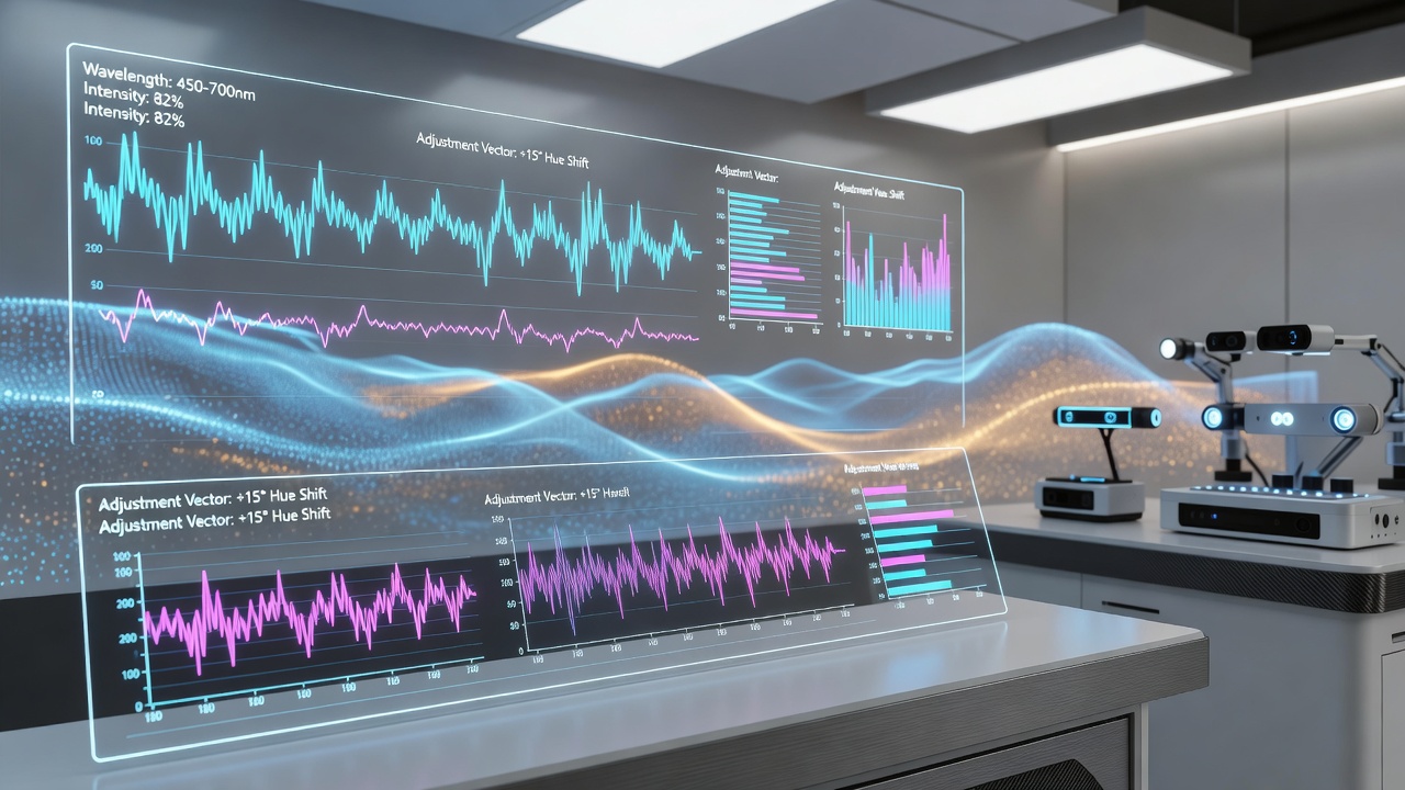 Spectrographic sensors analyzing light spectra in a virtual training simulation setup