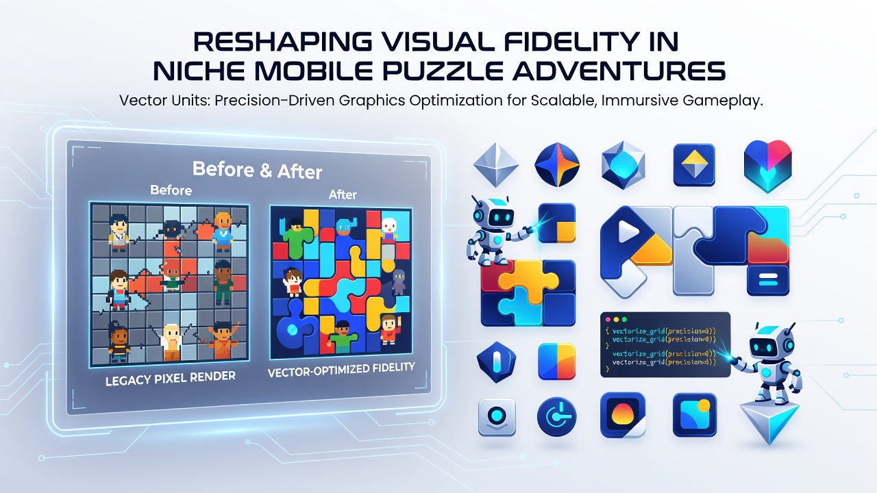 Detailed vector geometry in a mobile puzzle scene
